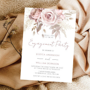 Dusty Rose Blush & Elfenbeinflora Engagement Party Einladung