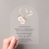 Dusty Rose Blush Floral Ampersand Wedding Acryleinladungen (Insitu (Handheld))