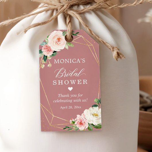 Dusty Rose Blush Floral Brautparty Vielen Dank Geschenkanhänger