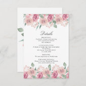 Dusty Rose Blush Floral Hochzeitdetails Begleitkarte (Vorne/Hinten)