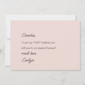 Dusty Rose Blush Floral sein Brautjungfrau Vorschl Einladung (Rückseite)