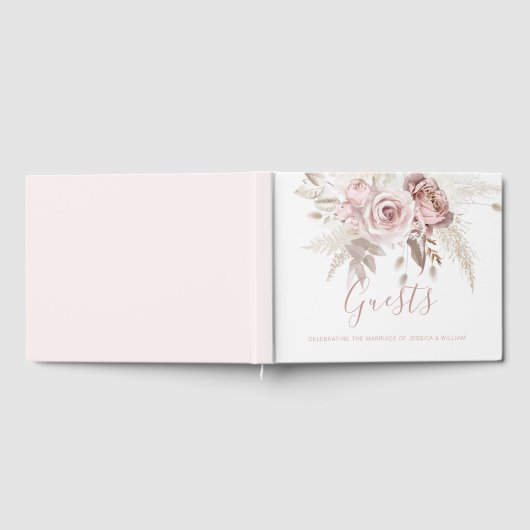 Dusty Rose & Blush Floral Wedding Gästebuch (Voll)