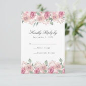 Dusty Rose Blush Floral Wedding RSVP Karte (Stehend Vorderseite)