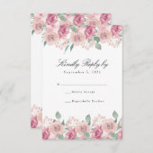 Dusty Rose Blush Floral Wedding RSVP Karte (Vorne/Hinten)