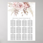 Dusty Rose Blush Floral Wedding Seating Chart Poster (Vorne)