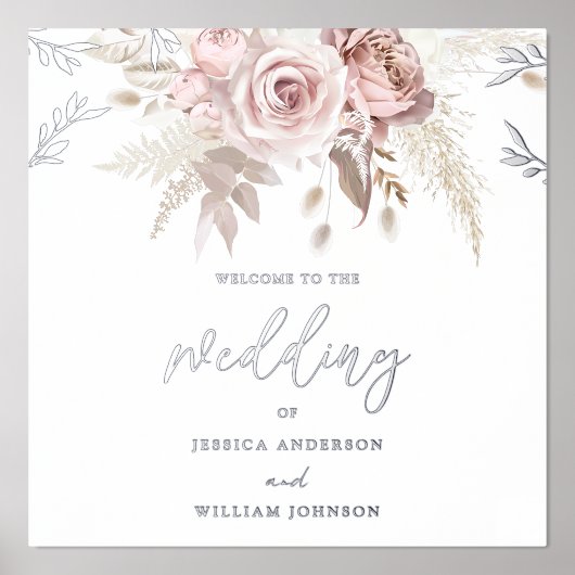 Dusty Rose Blush Herzlich willkommen bei der Hochz Foliendrucke (Vorderseite)