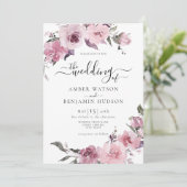 Dusty Rose Blush Mauve Lilac Floral Wedding Einladung (Stehend Vorderseite)