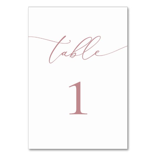 Dusty Rose Blush Minimalistische Hochzeitsstimmung Tischnummer (Rückseite)