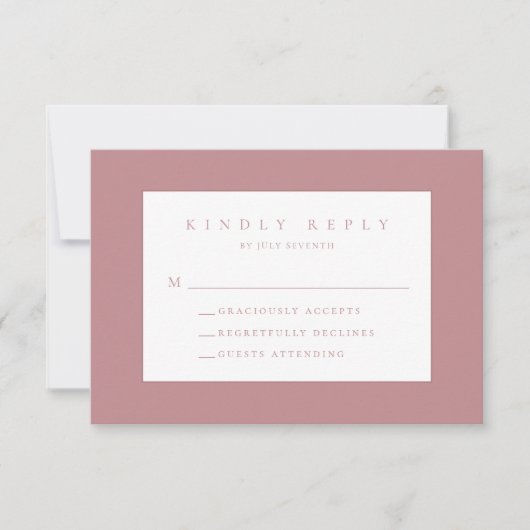 Dusty Rose Blush Modern Wedding RSVP Card Karte (Vorderseite)