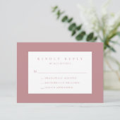 Dusty Rose Blush Modern Wedding RSVP Card Karte (Stehend Vorderseite)