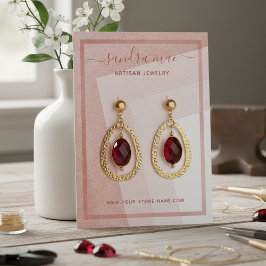 Dusty Rose Blush Pink Art Juwelier Display Card Visitenkarte