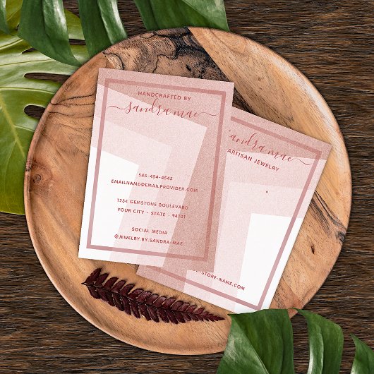Dusty Rose Blush Pink Art Juwelier Display Card Visitenkarte