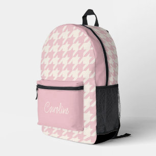 Dusty Rose Blush Pink Black Hahnentrittmuster Must Bedruckter Rucksack