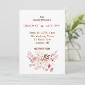 Dusty Rose Blush Pink Bloral Hochzeit Einladung (Stehend Vorderseite)