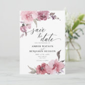 Dusty Rose Blush Pink Blume Save the Date floral Einladung (Stehend Vorderseite)
