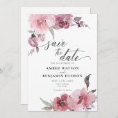 Dusty Rose Blush Pink Blume Save the Date floral Einladung (Vorne/Hinten)