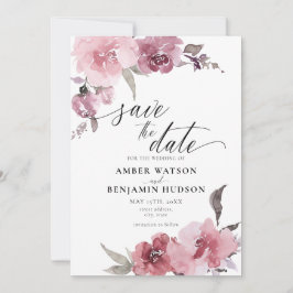 Dusty Rose Blush Pink Blume Save the Date floral Einladung