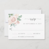 Dusty Rose Blush Pink Eukalyptus Grüne Hochzeit RSVP Karte (Vorderseite)