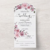 Dusty Rose Blush Pink Floral Blume Hochzeit RSVP All In One Einladung (Innen Boden)