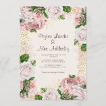 Dusty Rose Blush Pink Floral Gold Glitzer Hochzeit