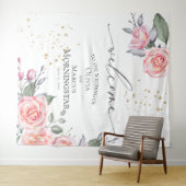 Dusty Rose Blush Pink Floral Wedding Prop Wandteppich (Beispiel (Horizontal))