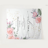 Dusty Rose Blush Pink Floral Wedding Prop Wandteppich (Vorderseite (Horizontal))