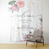 Dusty Rose Blush Pink Floral Wedding Prop Wandteppich (Beispiel)