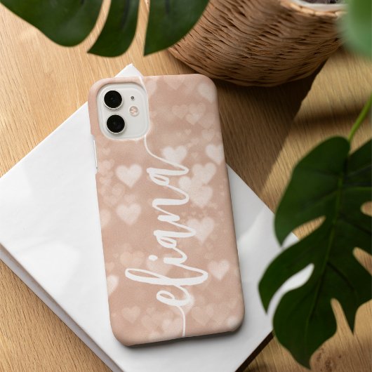 Dusty Rose Blush Pink Herz Personalisierter Name Case-Mate iPhone Hülle