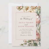 Dusty Rose Blush Pink Peony Wedding Einladung (Vorderseite)