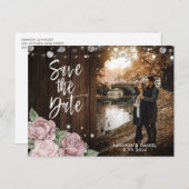 Dusty Rose Blush Pink Wedding Foto Save the Date Ankündigungspostkarte (Vorne/Hinten)