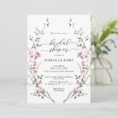 Dusty Rose Blush Pink Wild Blume Brautparty Einladung (Stehend Vorderseite)