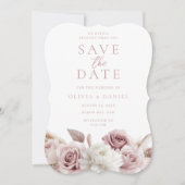 Dusty Rose & Blush Rose Hochzeitsfeiern Save The Date (Vorderseite)