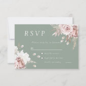 Dusty Rose Blush & Sage Floral Wedding All Event RSVP Karte (Vorderseite)