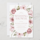 Dusty Rose, Blush & Sage Wasserfarbe Polterabend Einladung (Vorderseite)