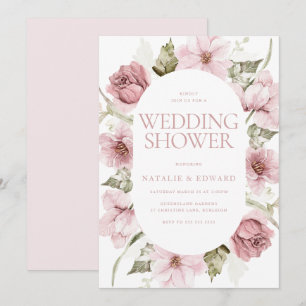 Dusty Rose, Blush & Sage Wasserfarbe Polterabend Einladung
