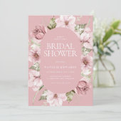 Dusty Rose Blush Wasserfarbe Blumenkohl Brautparty Einladung (Stehend Vorderseite)