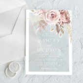 Dusty Rose & Blush Wedding White Border Acryleinladungen