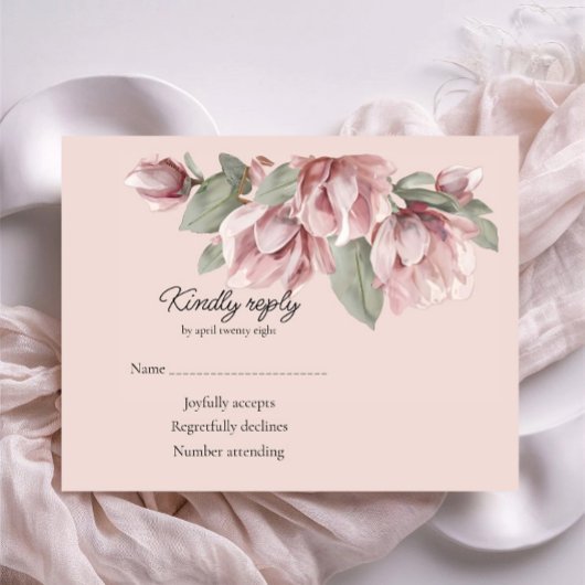 Dusty Rose Blütenröte RSVP Karte