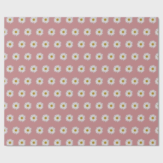Dusty Rose Bohemisch Daisy Pattern Geschenkpapier (Flach)