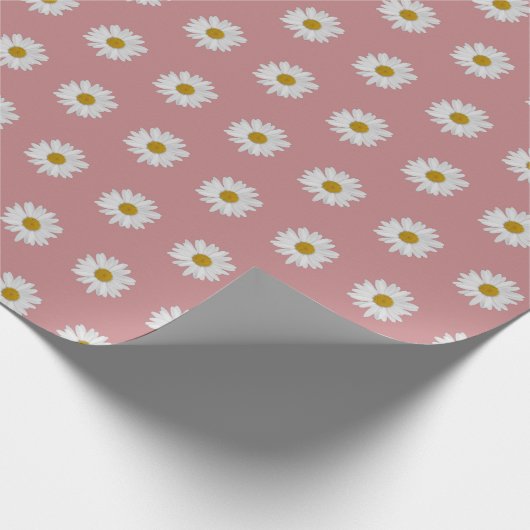 Dusty Rose Bohemisch Daisy Pattern Geschenkpapier (Ecke)