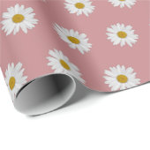 Dusty Rose Bohemisch Daisy Pattern Geschenkpapier (Rolleneckpunkt)