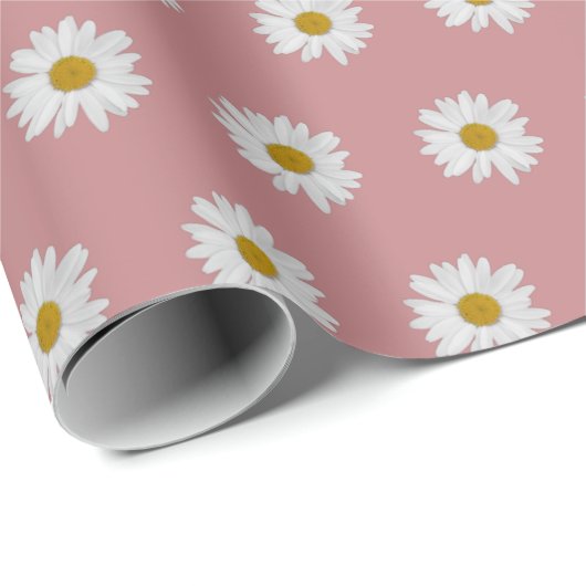 Dusty Rose Bohemisch Daisy Pattern Geschenkpapier (Rolleneckpunkt)