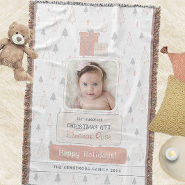 Dusty Rose Boho Baby's 1st Photo Christmas Decke