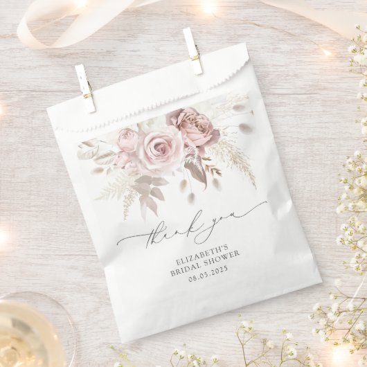 Dusty Rose Boho Blush Blume Brautparty Geschenktütchen (Ausgeschnitten)