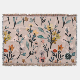 Dusty Rose Boho Floral Wasserfarbe Custom Decke