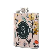 Dusty Rose Boho Floral Wasserfarbe Custom Flachmann (Links)