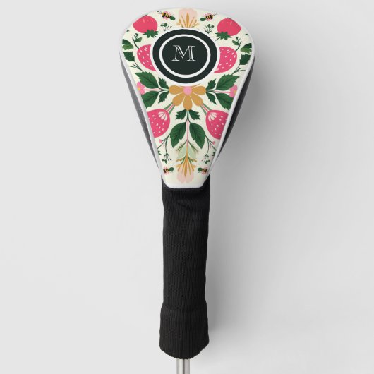 Dusty Rose Boho Floral Wasserfarbe Custom Golf Headcover (Vorderseite)