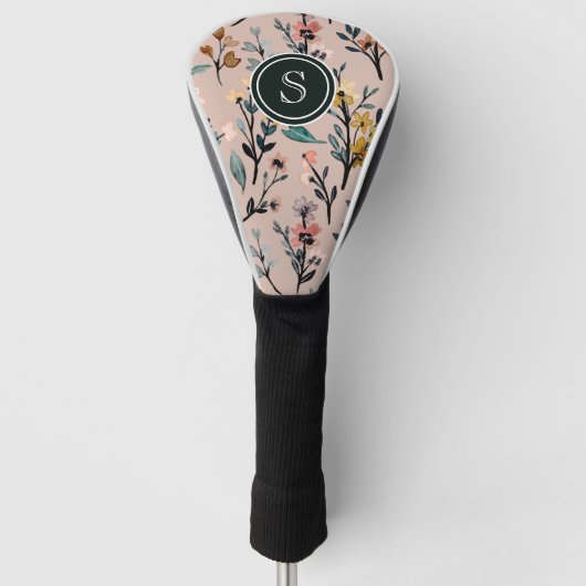 Dusty Rose Boho Floral Wasserfarbe Custom Golf Headcover (Vorderseite)