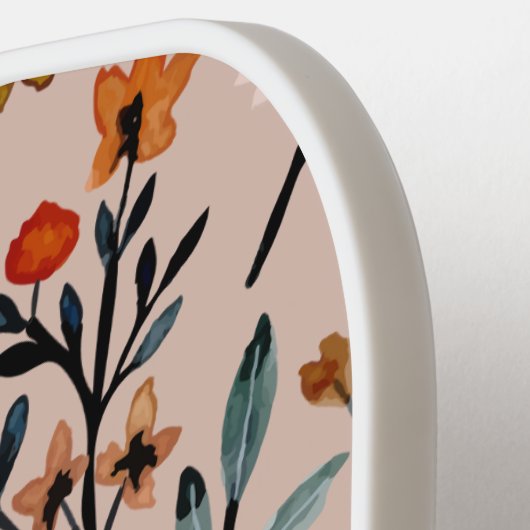 Dusty Rose Boho Floral Wasserfarbe Custom Pickleball Schläger (Linke Seite)