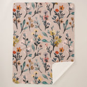 Dusty Rose Boho Floral Wasserfarbe Custom Sherpadecke (Vorderseite)